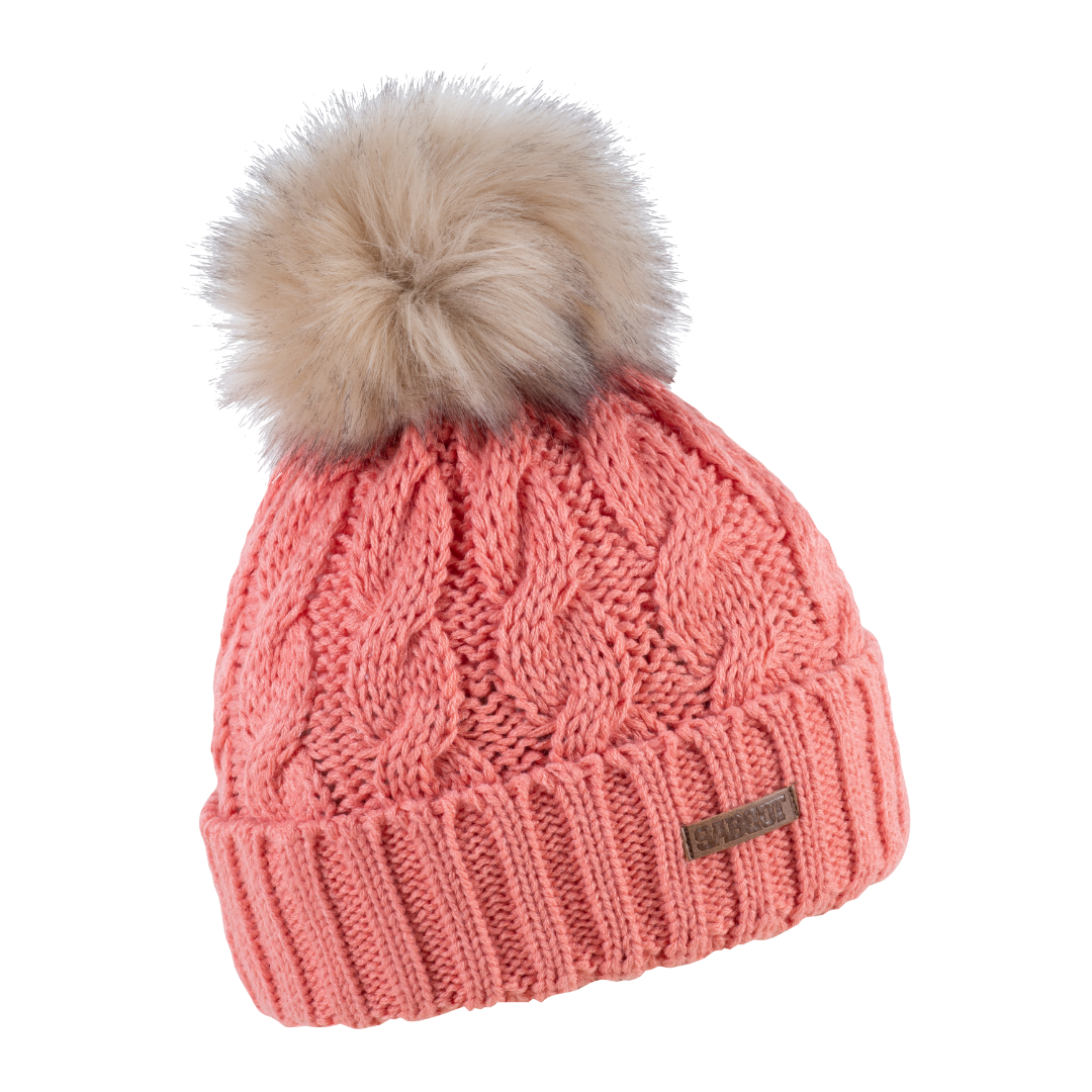 Pale pink bobble hat sales